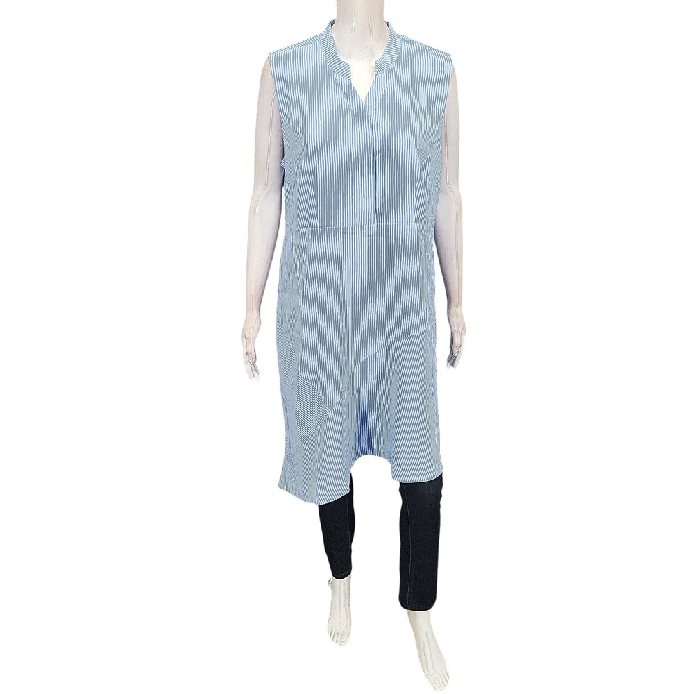Elizabeth & Clarke Womens Sleeveless Blue Striped Dress with StainTech Size 14